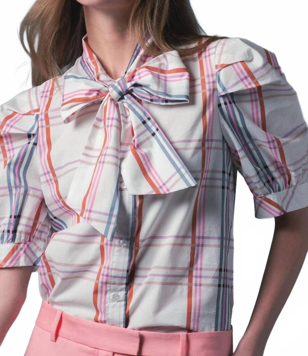 NEW THE SHIRT french bow shirt in multi plaid